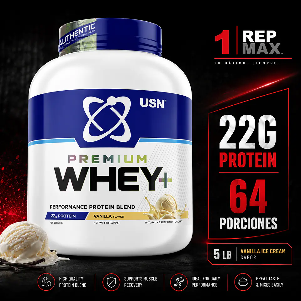 Proteína Whey 5lb Vanilla Ice Cream | 64 Porciones USN 1