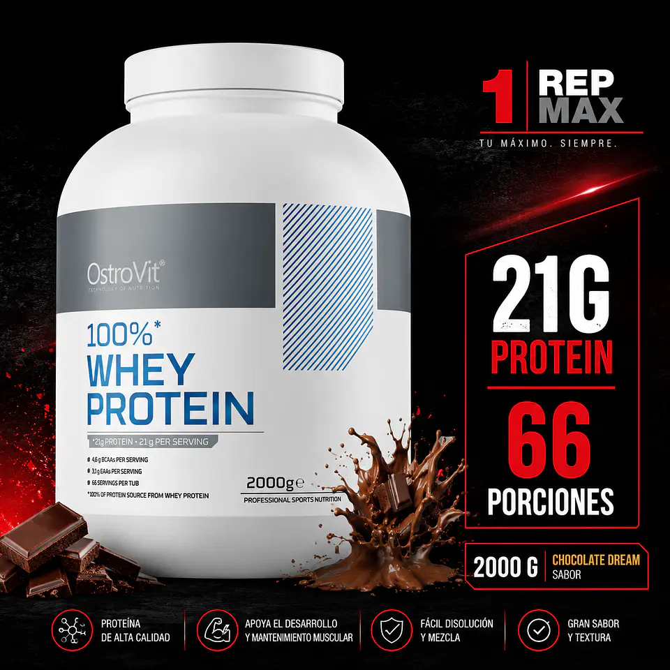 Proteína Whey 2kg Chocolate Dream | 66 Porciones OstroVit 1