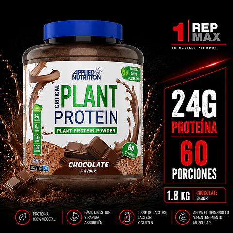 Proteína Vegana Critical Plant 1.8kg |Chocolate  60 Porciones AN
