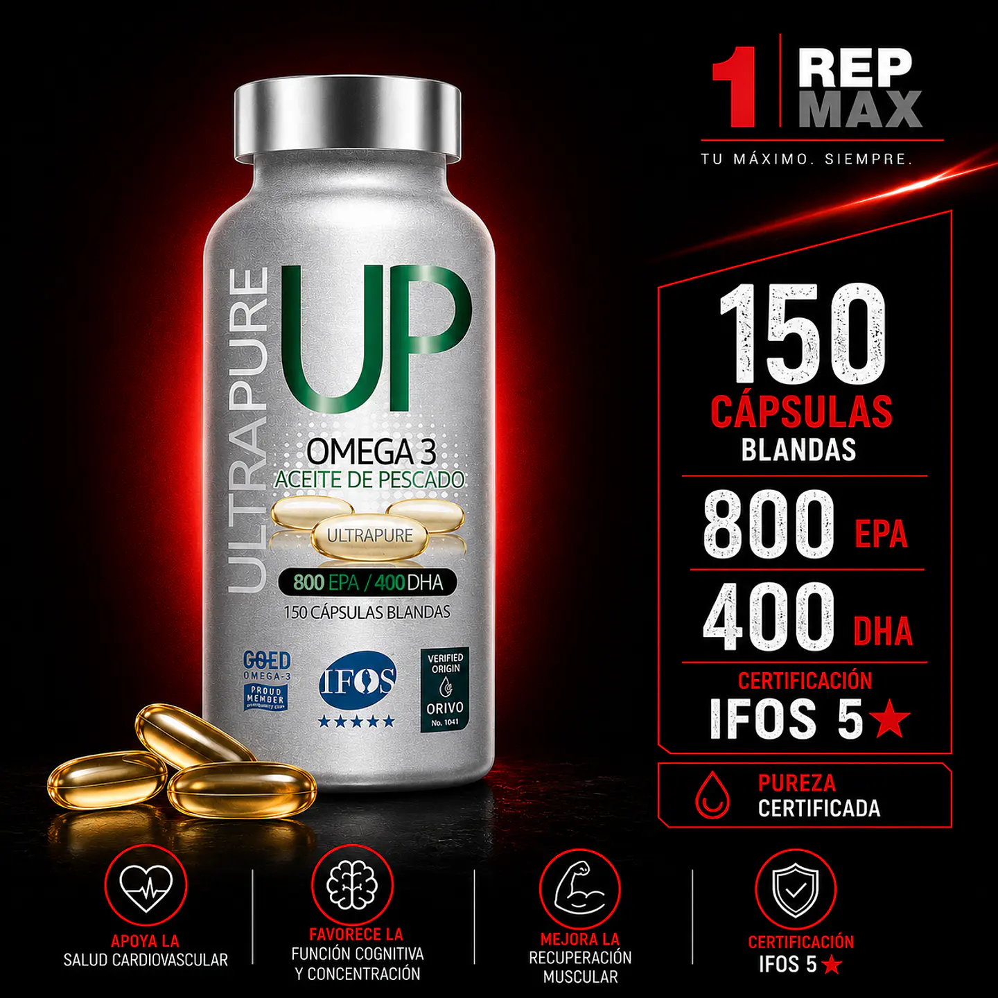 Omega 3 UltraPure |150 Cáps | NEWSCIENCE | 800 EPA / 400 DHA 1