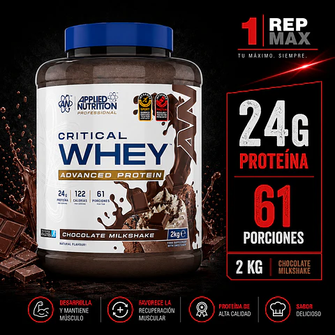 Proteína Critical Whey 2kg | CHOCOLATE MILKSHAKE 61 Porciones 24g AN