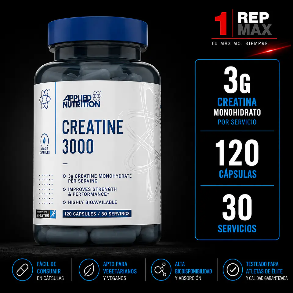 Creatina 3000 en Cápsulas 120 Caps | 30 Porciones AN 1