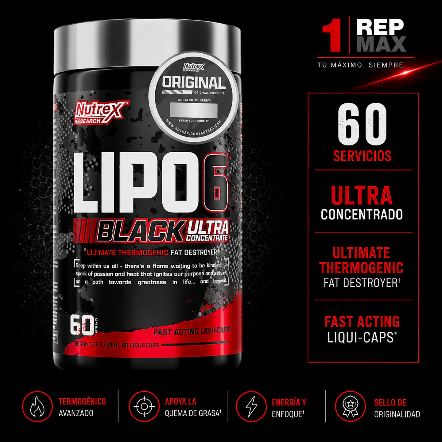 Lipo-6 Black Ultra Concentrate — Nutrex | 60 cápsulas 1