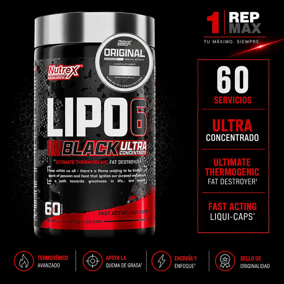 Lipo-6 Black Ultra Concentrate — Nutrex | 60 cápsulas 1