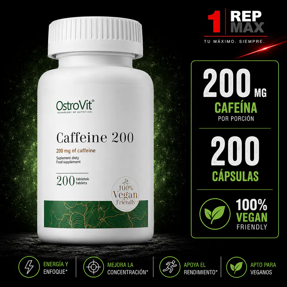 Pre Entreno Cafeina Vegan — 200 Tabs 1