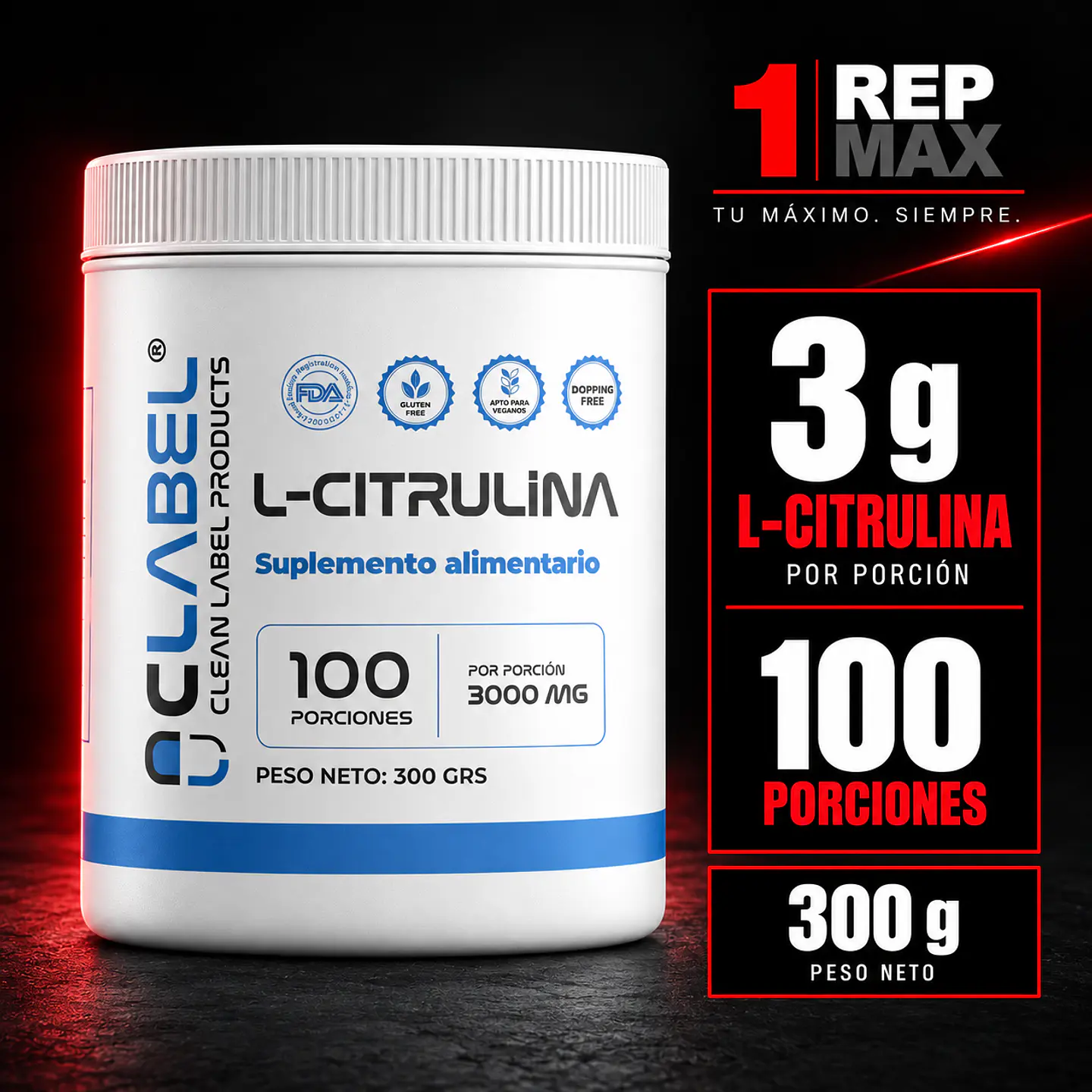 L Citrulina 100 porciones 3.000 mg 0 kcal Vegan 1