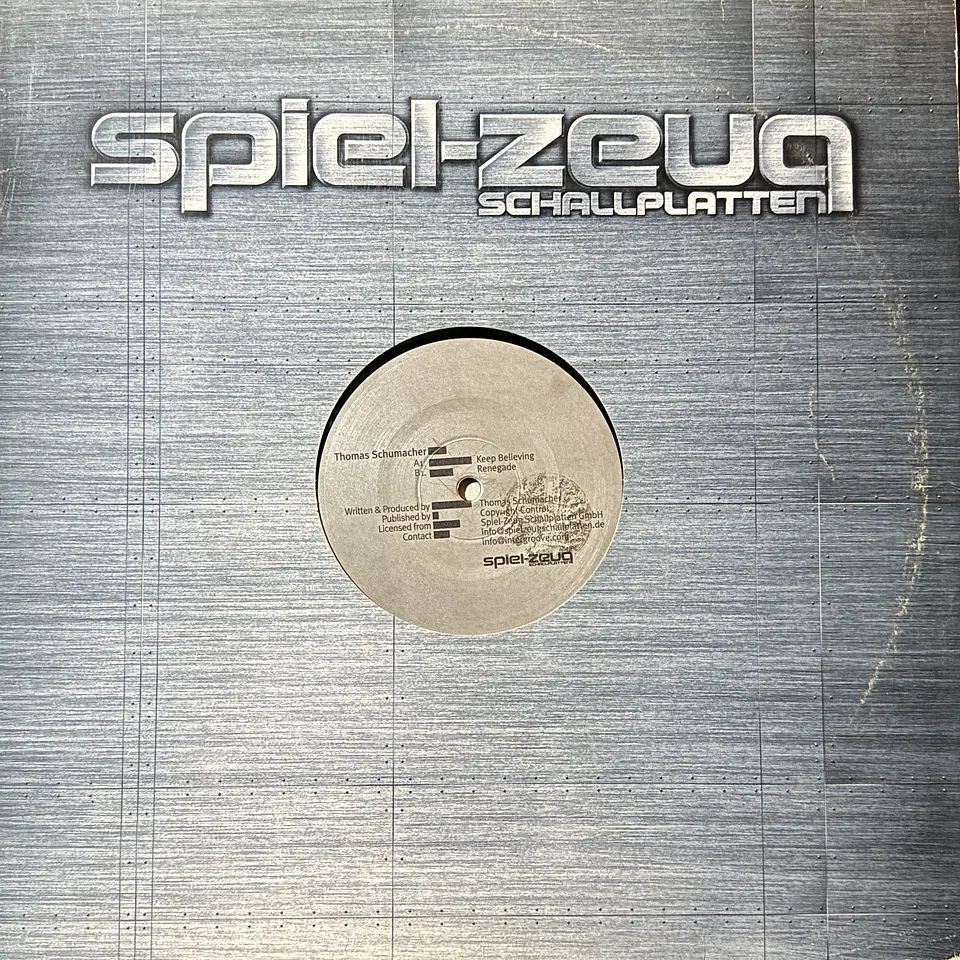 Thomas Schumacher - Keep believing/Renegade (vinilo de época/electrónica) 1