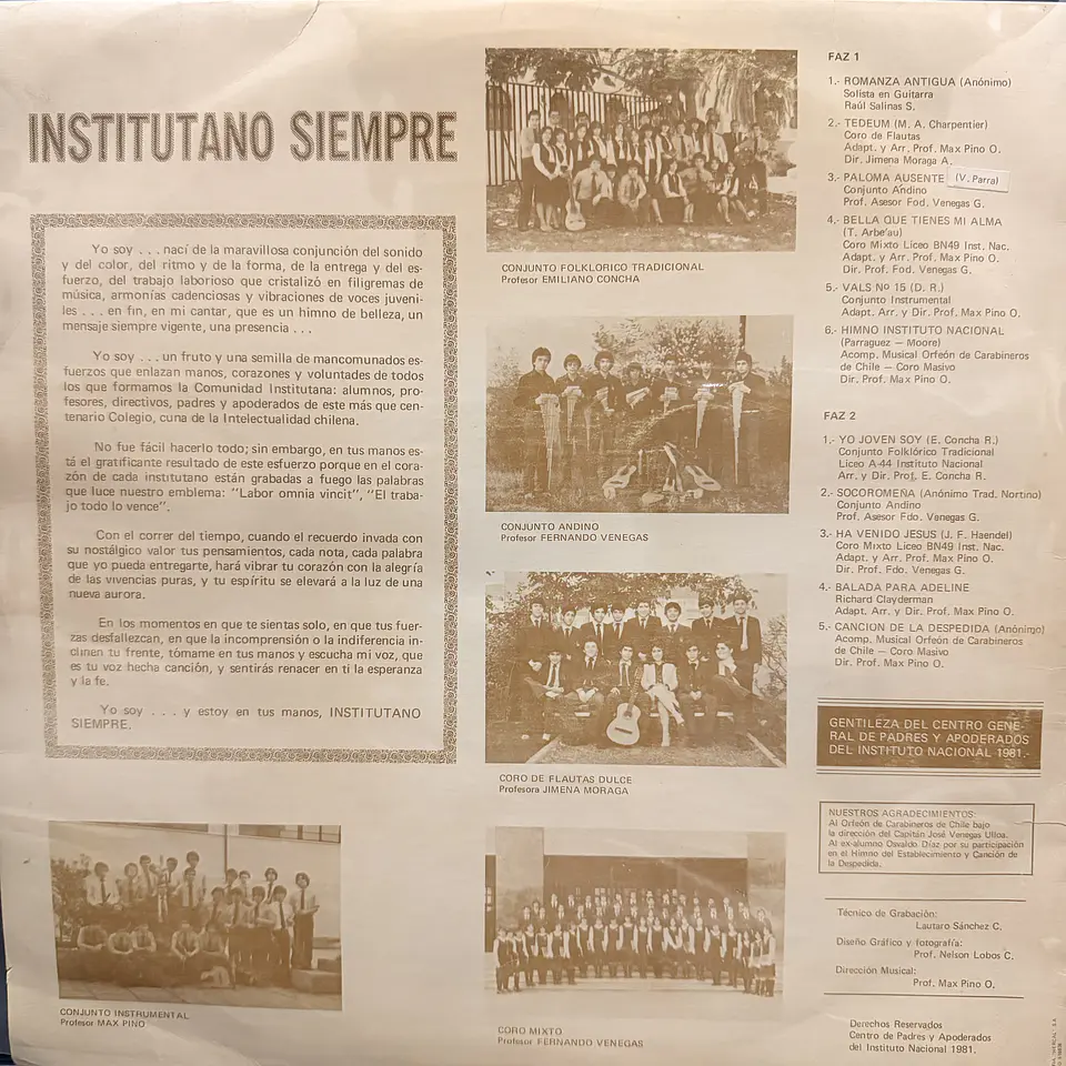 Instituto Nacional - Institutano Siempre (vinilo de época 1Lp) 2