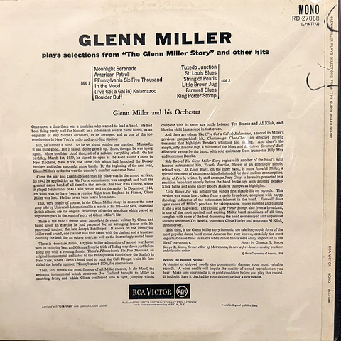Glenn Miller - Plays selections from "The Glenn Miller Story" and others hits (vinilo de época 1Lp)