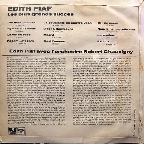 Edith Piaf - Les plus grands succés (vinilo de época 1Lp)