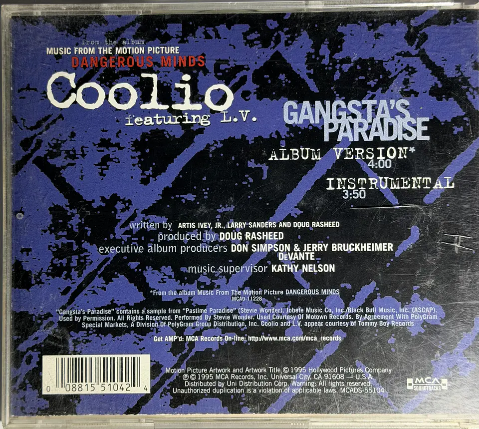 Coolio featuring L.V - Gangsta´s paradise (CD de época) 2