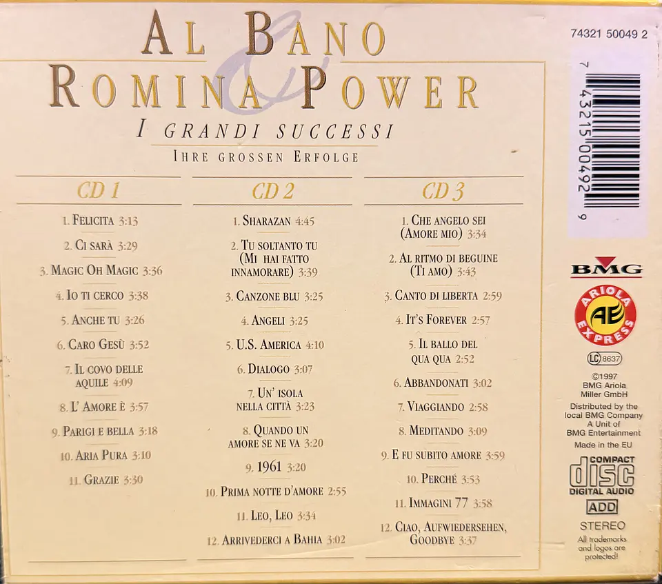 Al Bano & Romina Power - I Grandi Successi (3 CD de época) 2