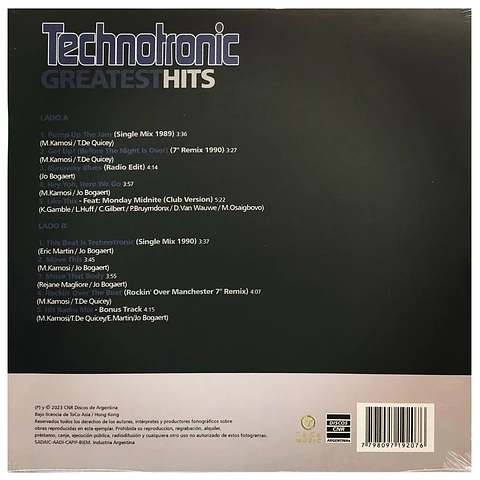 Technotronic - Greatest Hits (vinilo 1Lp)