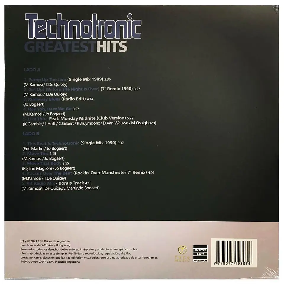 Technotronic - Greatest Hits (vinilo 1Lp) 2