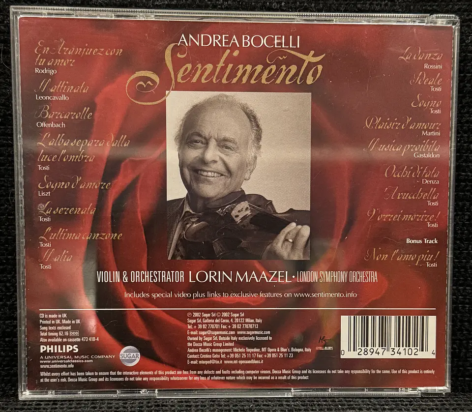 Andrea Bocelli – Sentimento / UK Special Edition (CD de época) 2