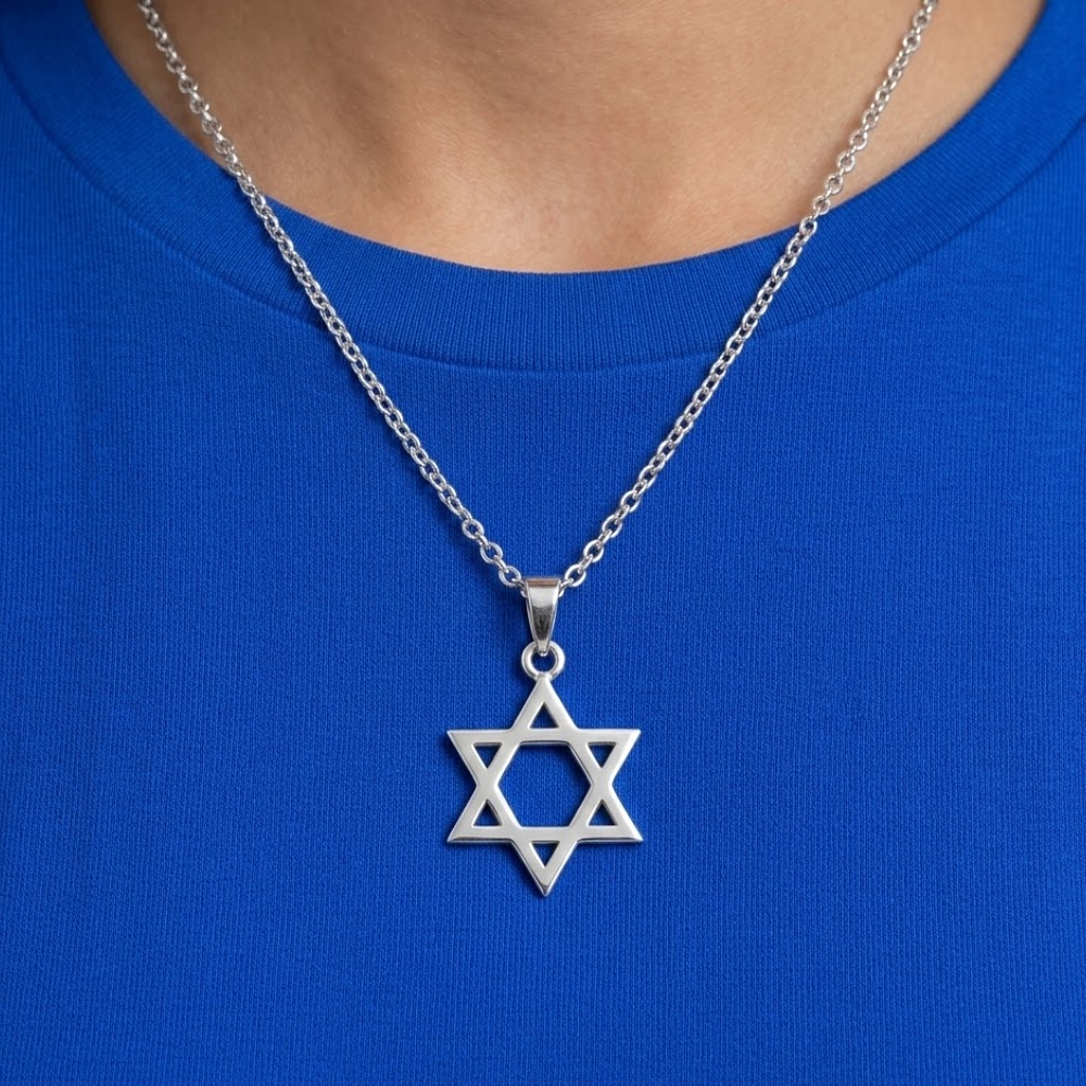 Colgante Collar Estrella David Acero Plateado Modsimp53vd13s Plateado
