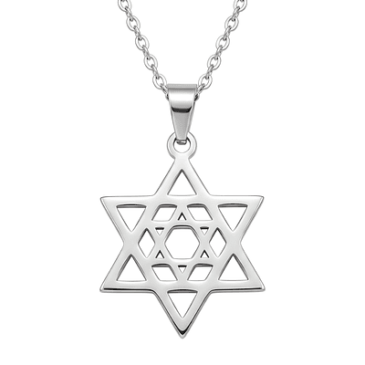 Colgante Collar Estrella David Acero Plateado Star Central
