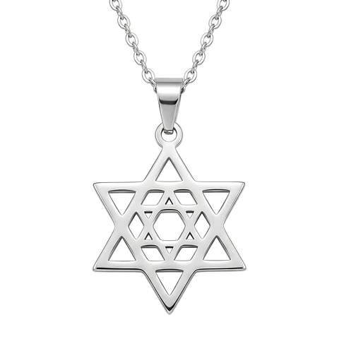 Colgante Collar Estrella David Acero Plateado Star Central