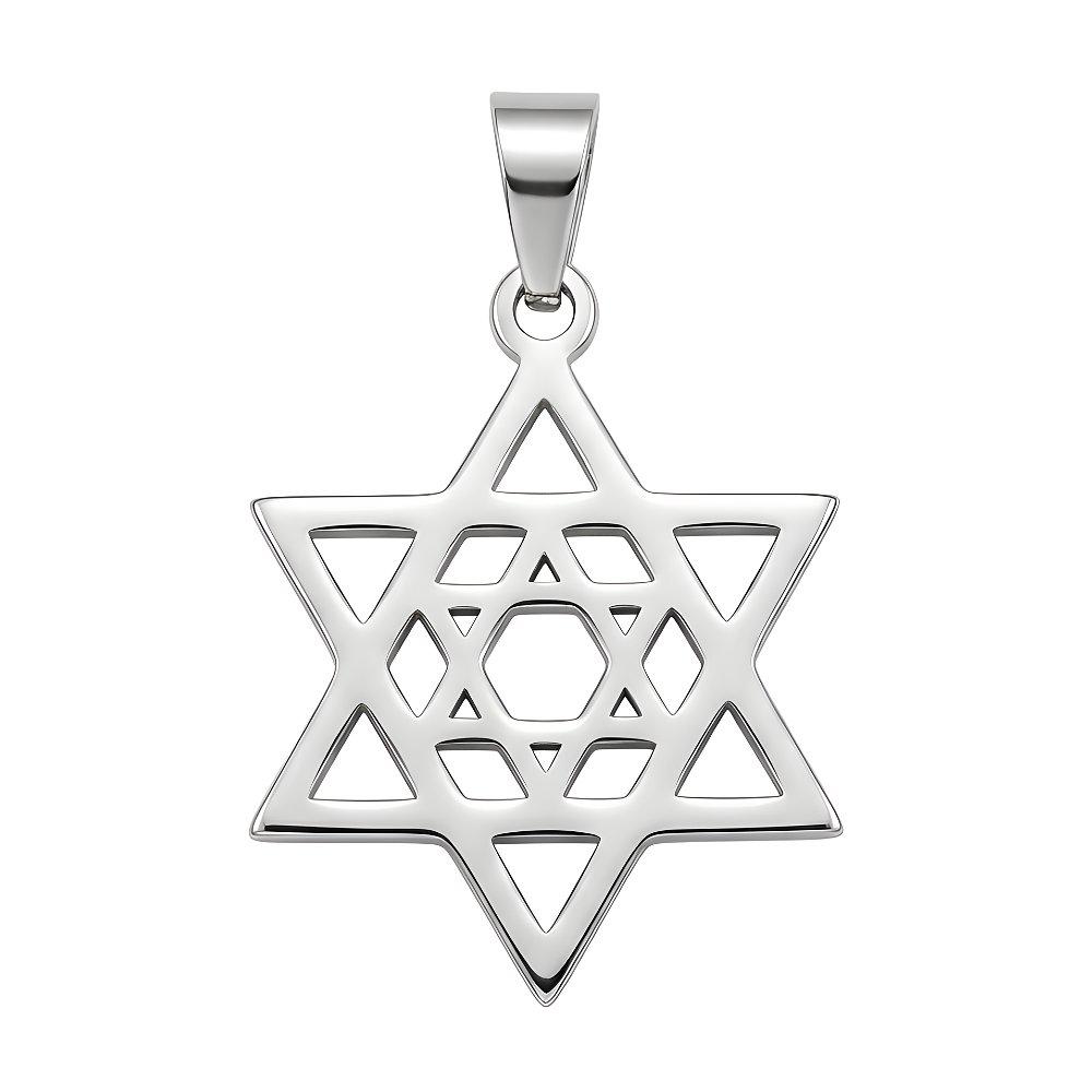 Colgante Collar Estrella David Acero Plateado Star Central