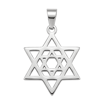 Colgante Collar Estrella David Acero Plateado Star Central