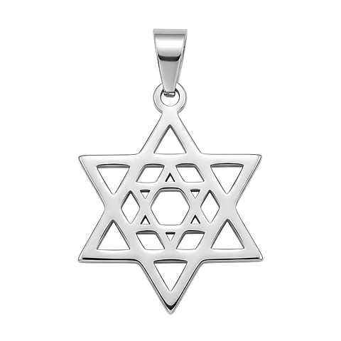 Colgante Collar Estrella David Acero Plateado Star Central