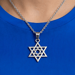Colgante Collar Estrella David Acero Plateado Star Central