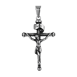 Crucifijo Cristiano Collar Colgante Jesus En Acero Macizo Plateado