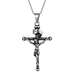 Crucifijo Cristiano Collar Colgante Jesus En Acero Macizo Plateado