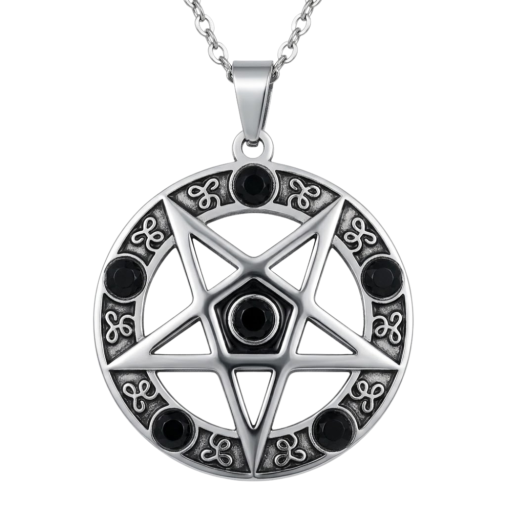 Circon Negro - Collar Pentagrama Punta Hacia Abajo