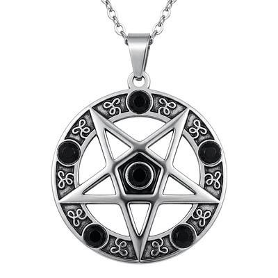 Circon Negro - Collar Pentagrama Punta Hacia Abajo