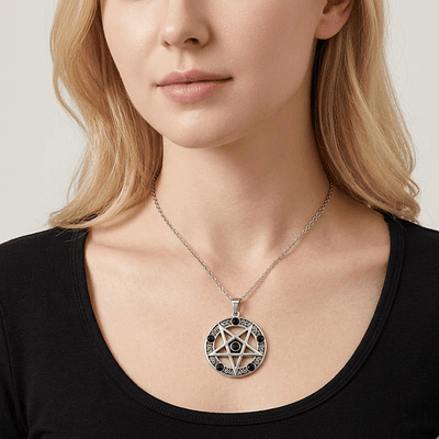 Circon Negro - Collar Pentagrama Punta Hacia Abajo