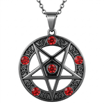 Circon Rojo - Collar Pentagrama Punta Hacia Abajo