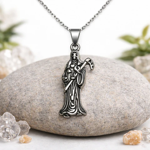 Collar Santa Muerte Acero Macizo + Cadena Oz Pe