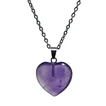 Collar Piedra Corazon Amatista + Cadena Acero