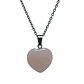 Collar Piedra Corazon Cuarzo Rosa + Cadena Acero - Miniatura 1