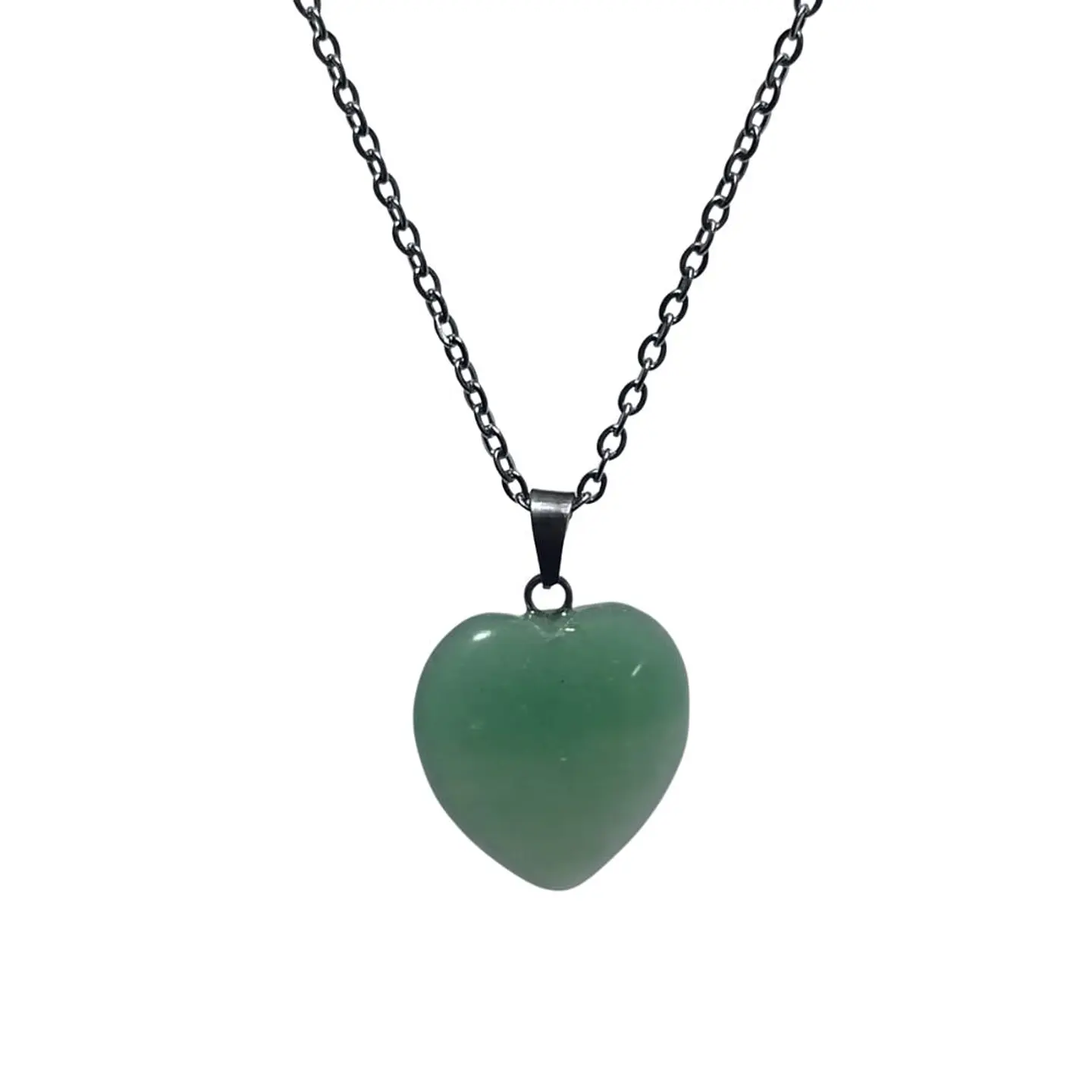 Collar Piedra Corazon Jade Verde + Cadena Acero 3