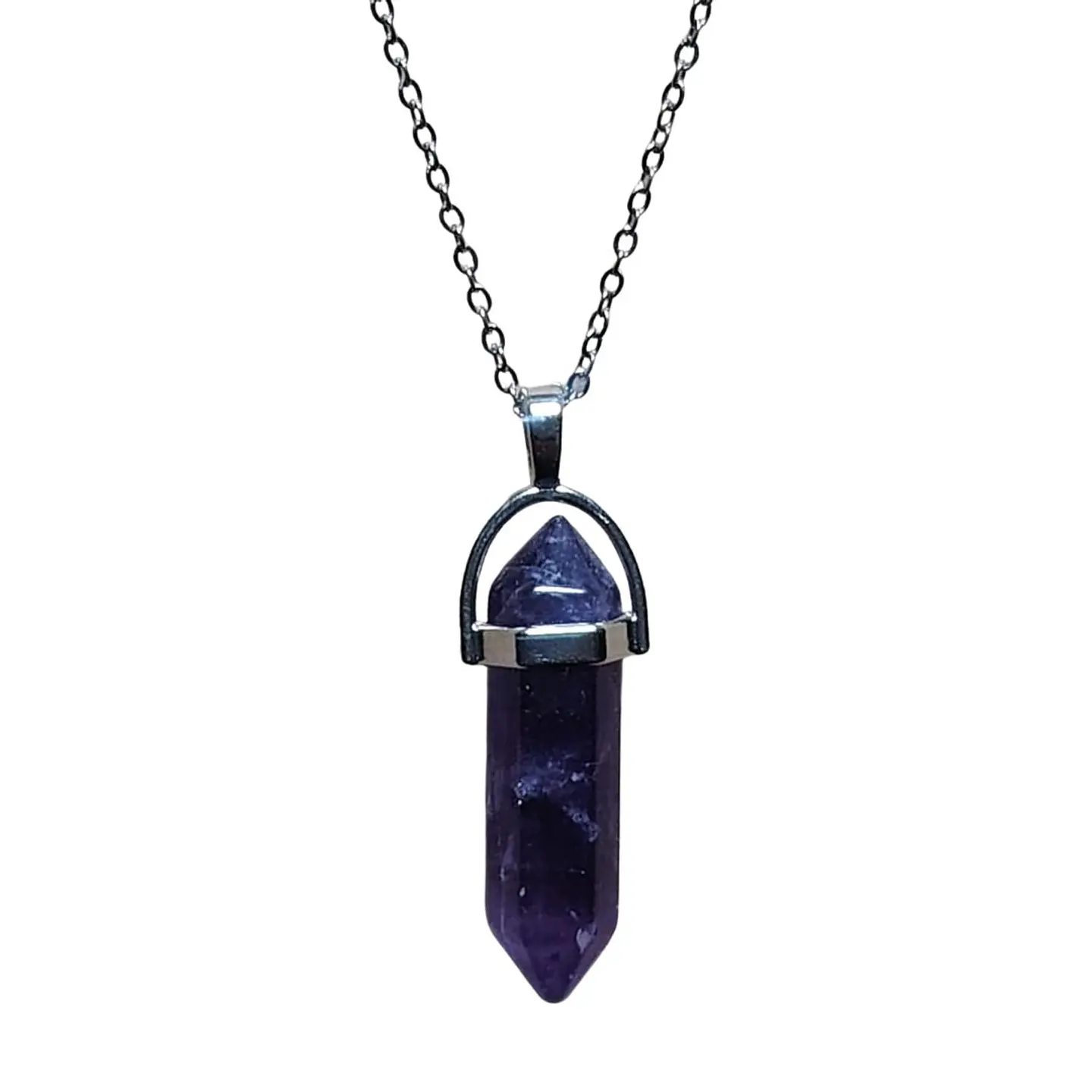 Collar Piedra Punta Amatista + Cadena Acero 2
