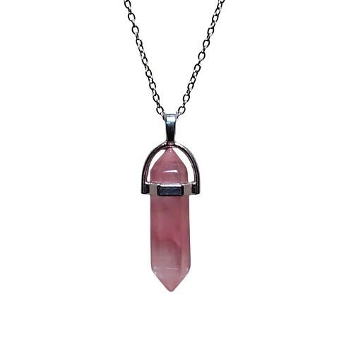 Collar Piedra Punta Cuarzo Chery + Cadena Acero