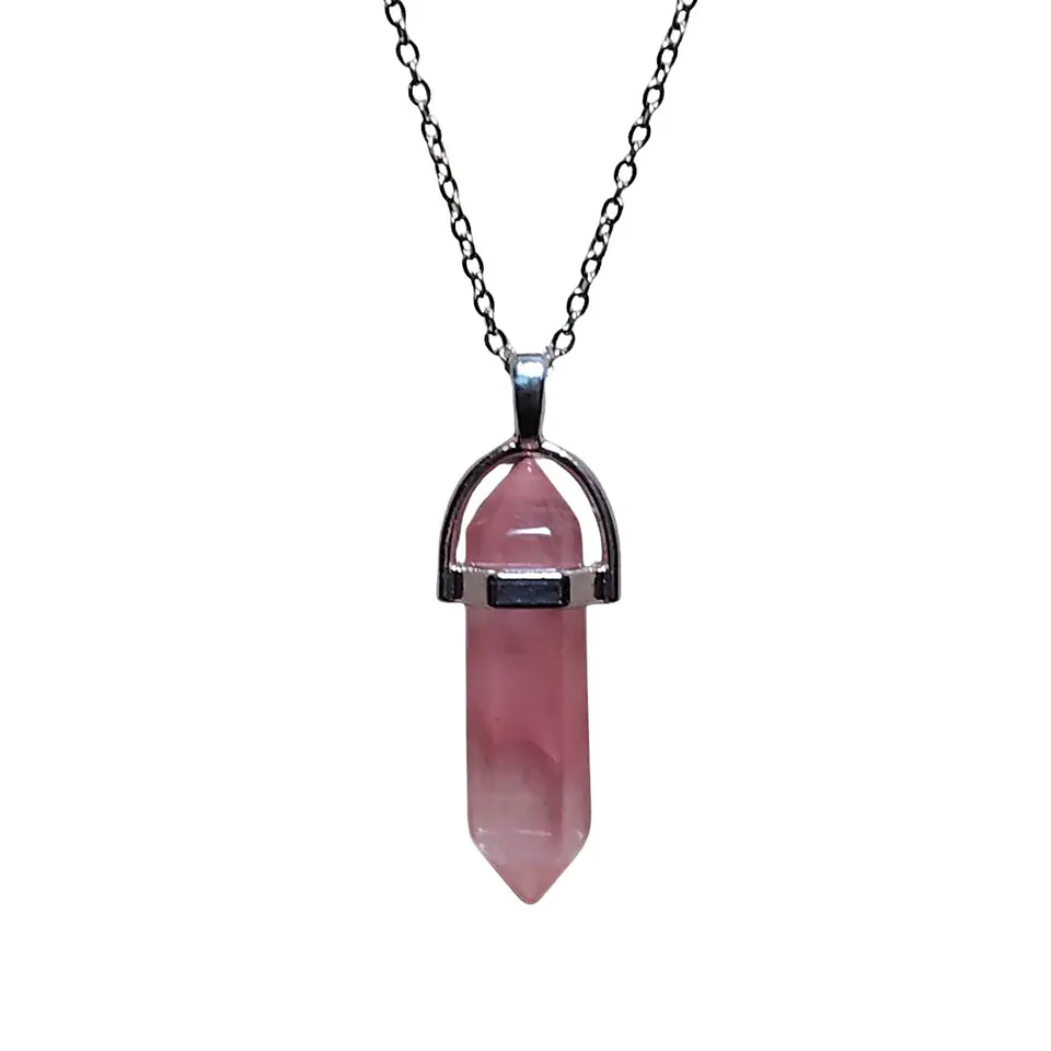 Collar Piedra Punta Cuarzo Chery + Cadena Acero 2