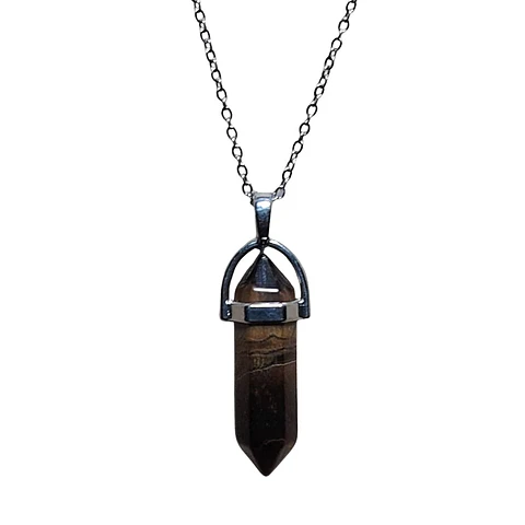 Collar Piedra Punta Ojo DE Tigre + Cadena Acero