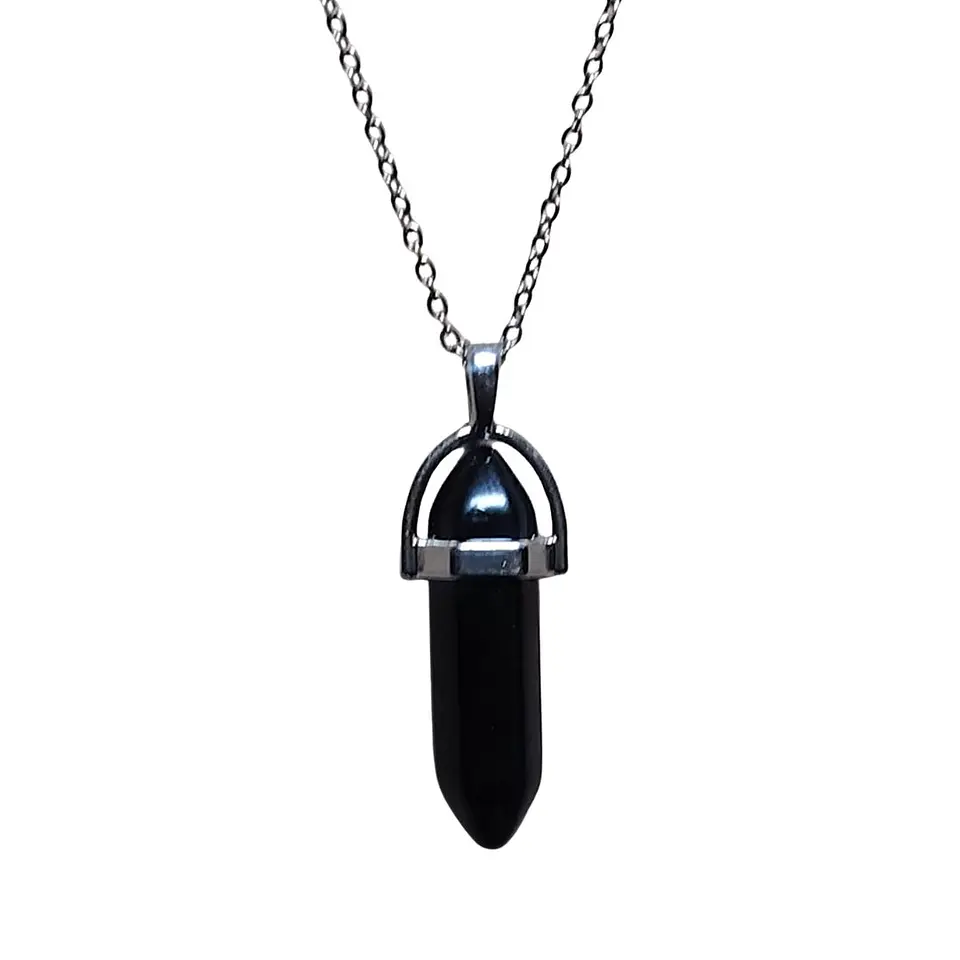 Collar Piedra Punta Onix + Cadena Acero 3