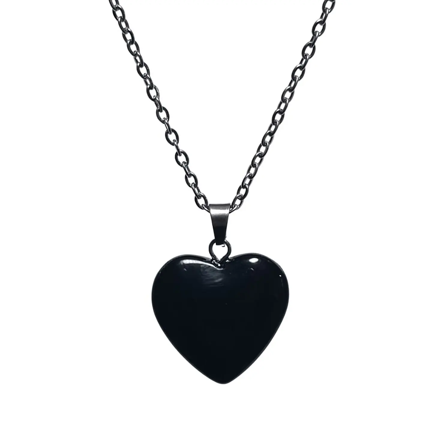 Collar Piedra Corazon Onix + Cadena Acero 1