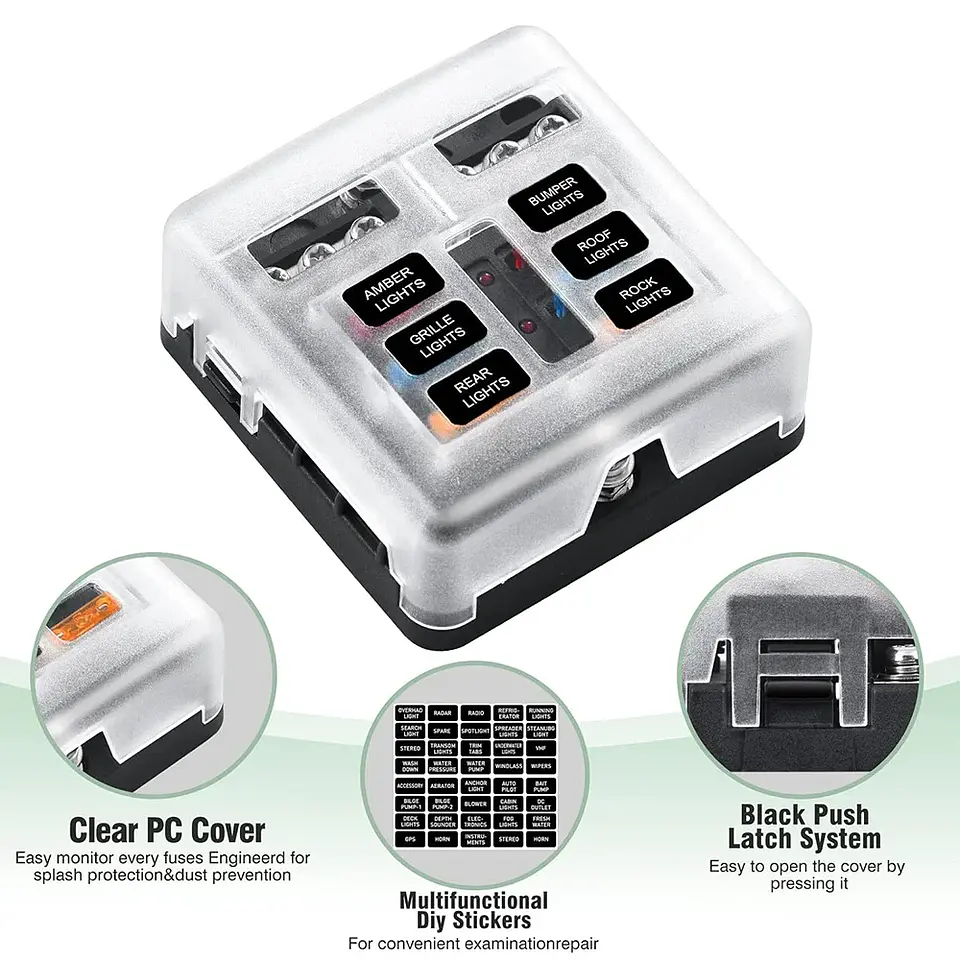 Caja de Fusibles de Cuchilla 6/12 Vías 12V-24V - 4x4, Offroad, Naval y Camper 2