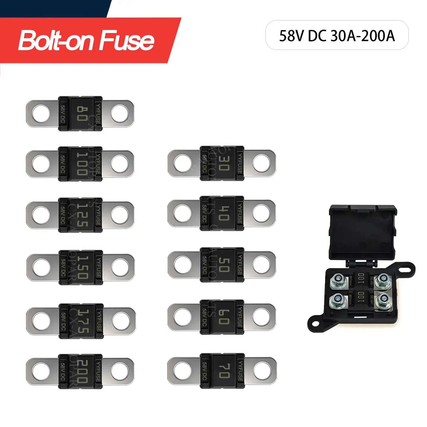 Kit 3 Fusibles MIDI/ANS Alta Corriente 30A-200A 12V-58V - Naval y Maquinaria 1