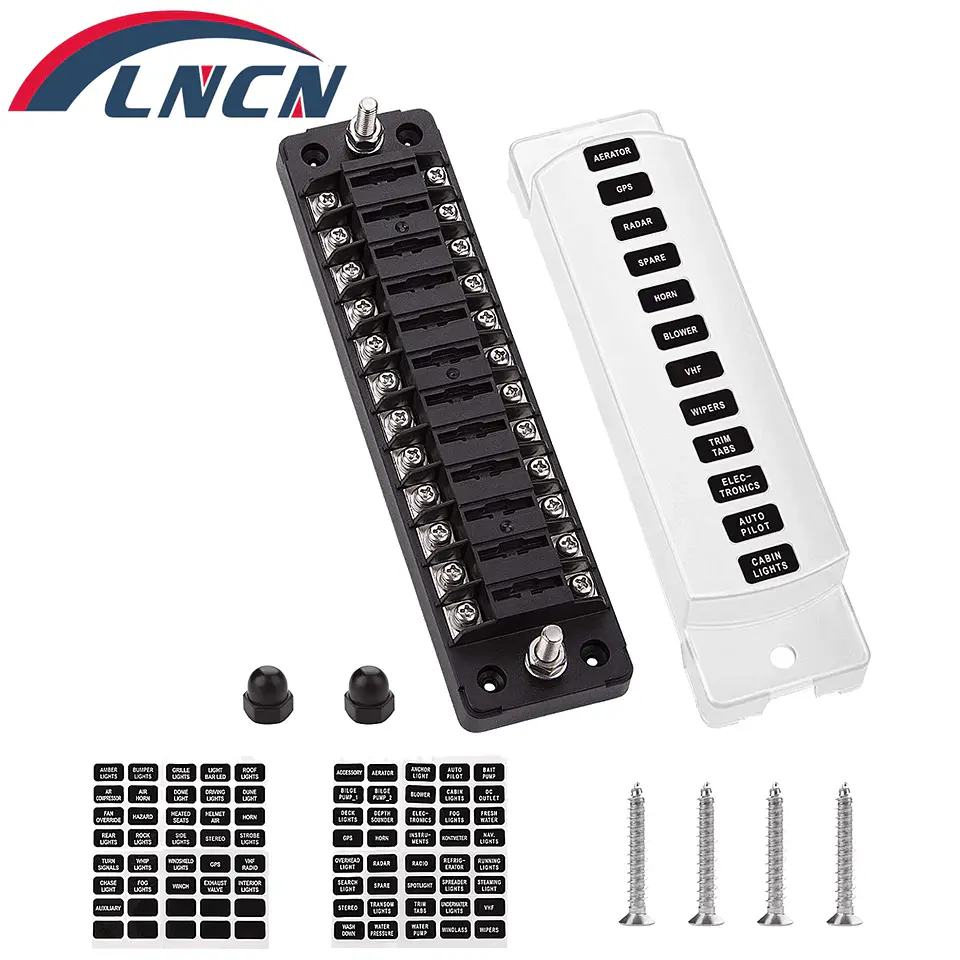 Bloque de Fusibles 12 Vías 32V/75A con LED Indicador - Retardante al Fuego 1