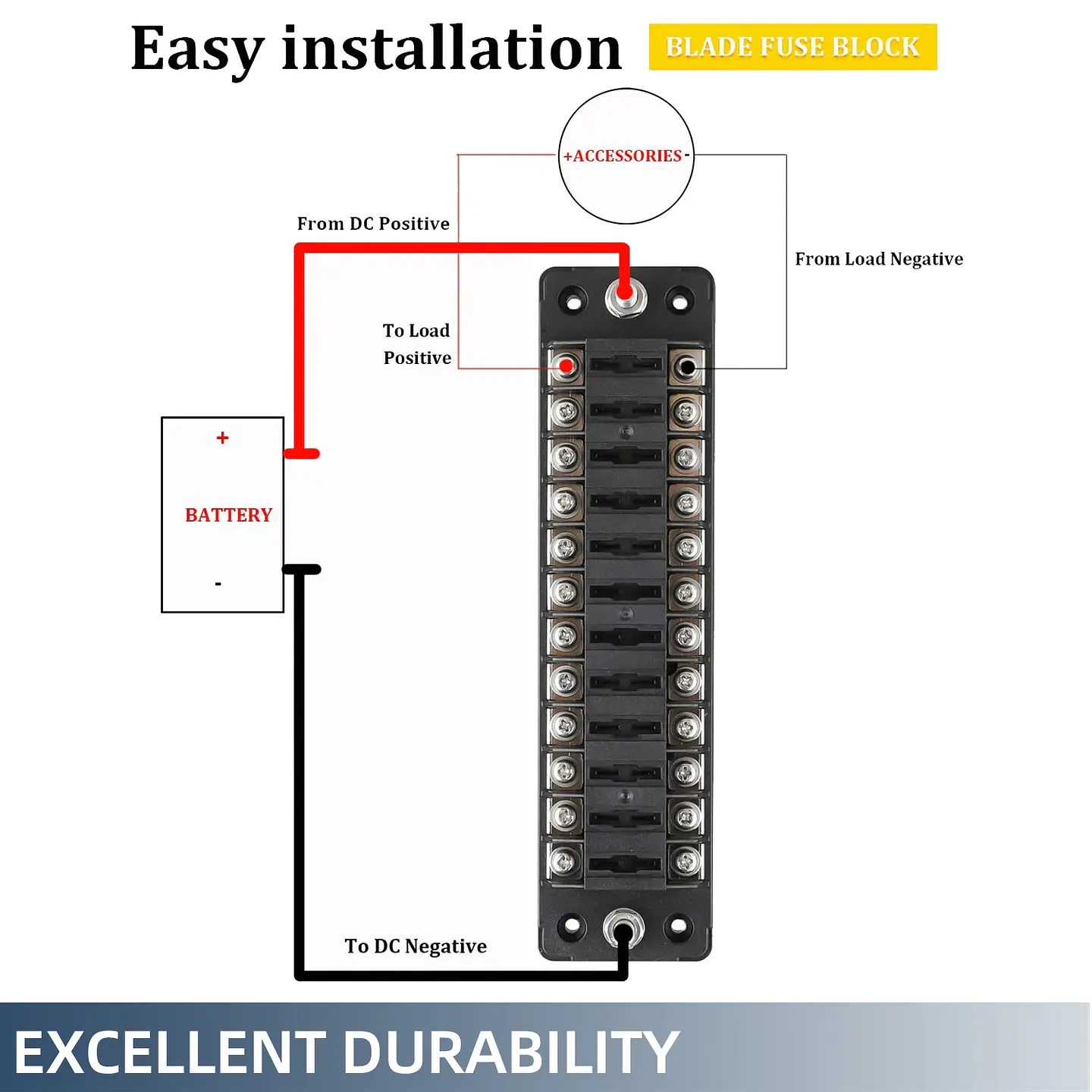 Bloque de Fusibles 12 Vías 32V/75A con LED Indicador - Retardante al Fuego 3