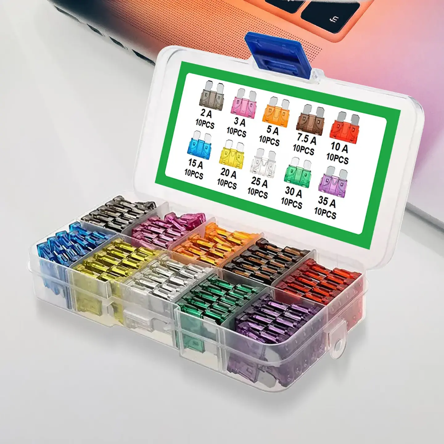 Kit 100 Fusibles de Cuchilla 15A-35A con Caja Organizadora 3