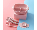 Set alimentación + cubiertos rosado