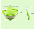 Plato ventosa verde  + cuchara 