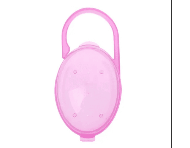 Cajita plástica porta chupete rosada